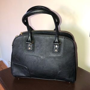 Black Faux-Leather Handbag
